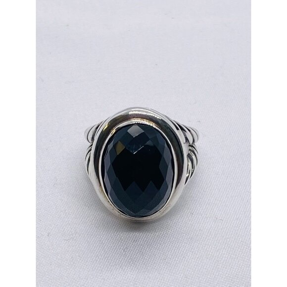 David Yurman Albion Onyx Sterling Silver 925 Oval Ring Size 8 - Picture 13 of 13